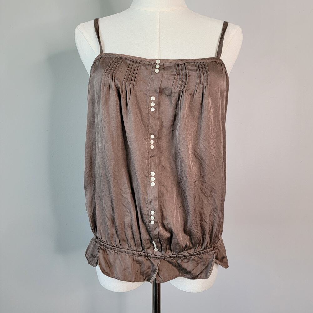 Gap Silk Blend Taupe Tank Top Camisole Y2K Preppy Glam Minimalist Neutral Sz S